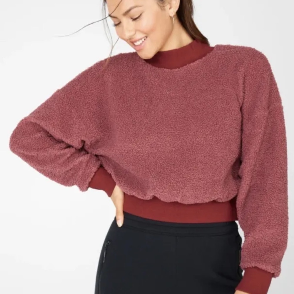 Fabletics Malia Polar Fleece Dk Rouge/Brick Pullover Sweater. Size XS. P4/A